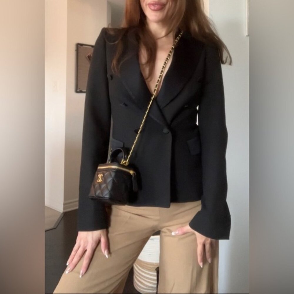 Mango tan wide leg trousers